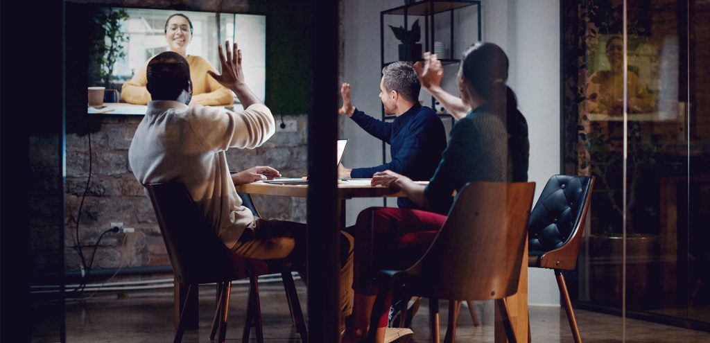 Team meeting by the table
