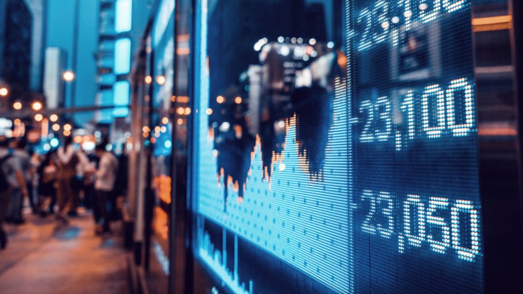 Information board with a stock chart