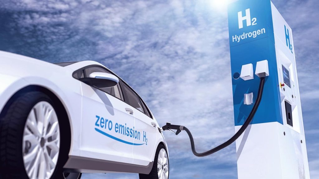 Car at hydrogen filling station