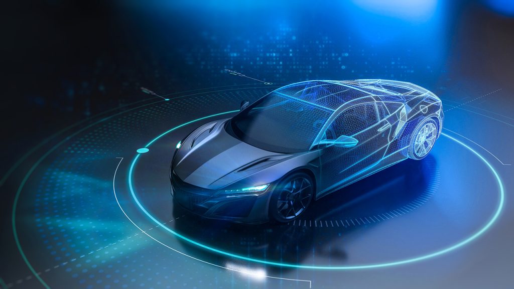 futuristic sport car and cybersecurity