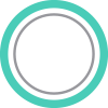 A grey circle is centered inside a larger turquoise circle, creating a ring effect with a transparent center and background.
