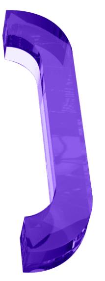 A three-dimensional, translucent purple bracket or parenthesis shape shown at an angle on a light background.
