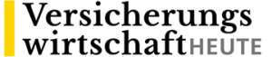Logo mit dem Schriftzug „Versicherungswirtschaft HEUTE“ in schwarzen und grauen Buchstaben, mit einer vertikalen gelben Linie auf der linken Seite.