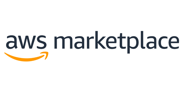 The image shows the AWS Marketplace logo, with “aws” in lowercase and an orange curved arrow beneath, followed by the word “marketplace” in grey text on a light background.