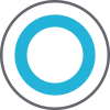 A thick blue ring inside a thin gray ring, resembling a target or bullseye on a white background.