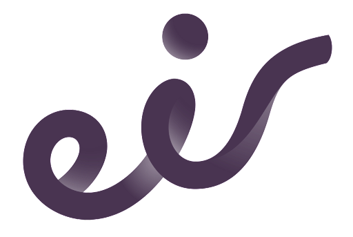 The image shows a stylized, cursive lowercase "e", "i", and "r" in a dark purple color, with the dot above the "i" separated. The design is smooth, modern, and creative, on a light gray background.