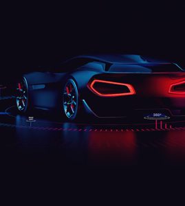 A car on the dark background